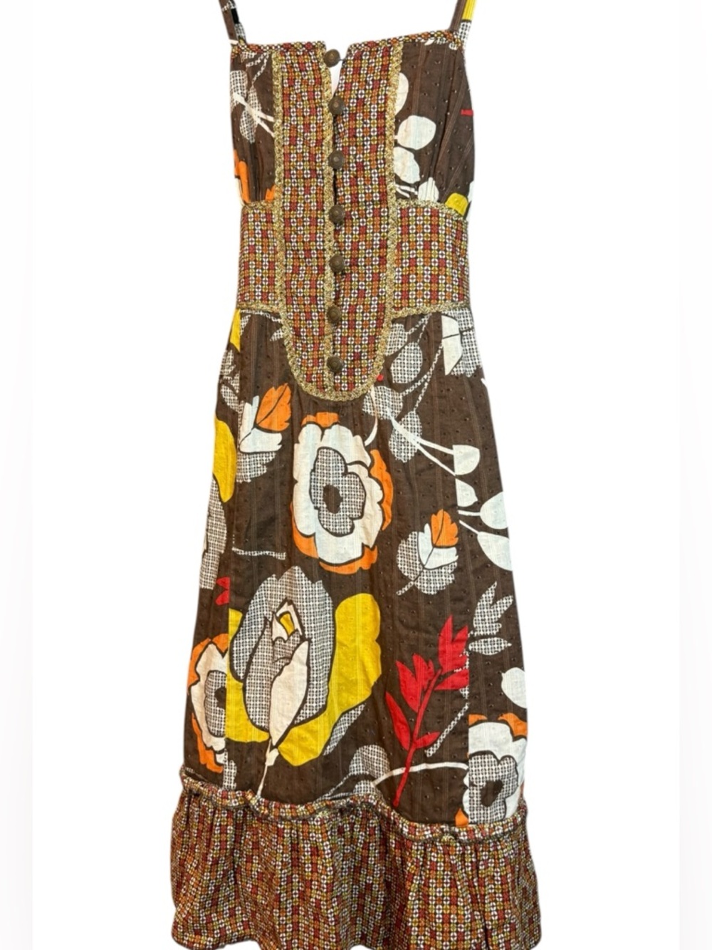 Kenzie Women’s Brown Floral Midi Dress size 4